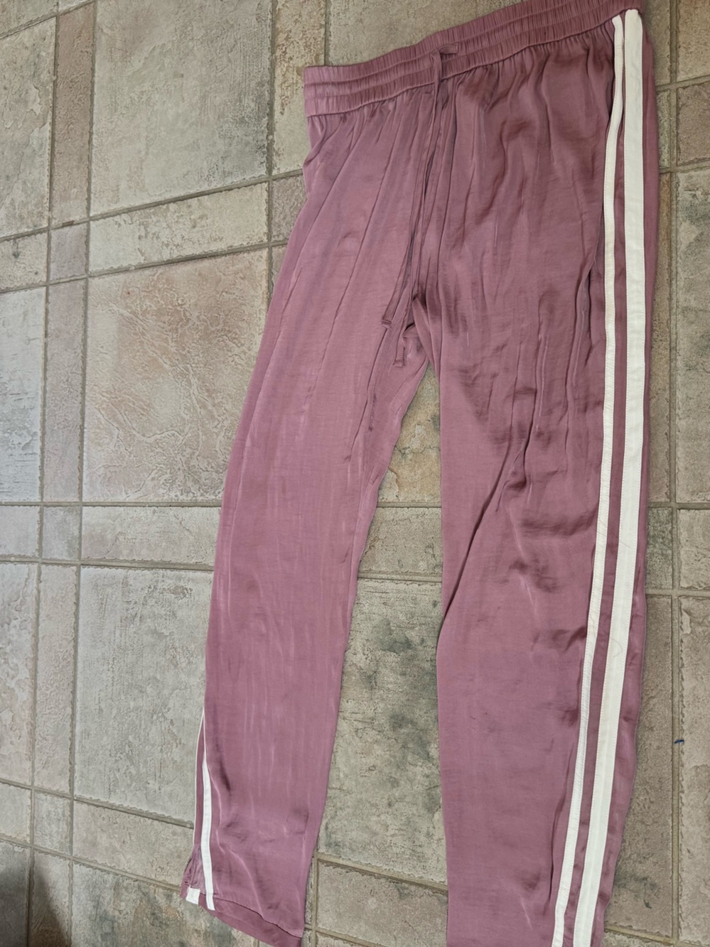 American Eagle Outfitters Mauve Track Pants with White Side Stripes
